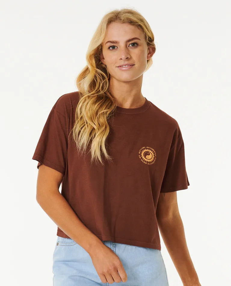 RIP CURL TEE CELESTIAL SUN HERITAGE CROP