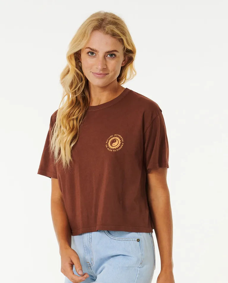RIP CURL TEE CELESTIAL SUN HERITAGE CROP
