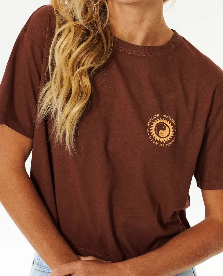 RIP CURL TEE CELESTIAL SUN HERITAGE CROP