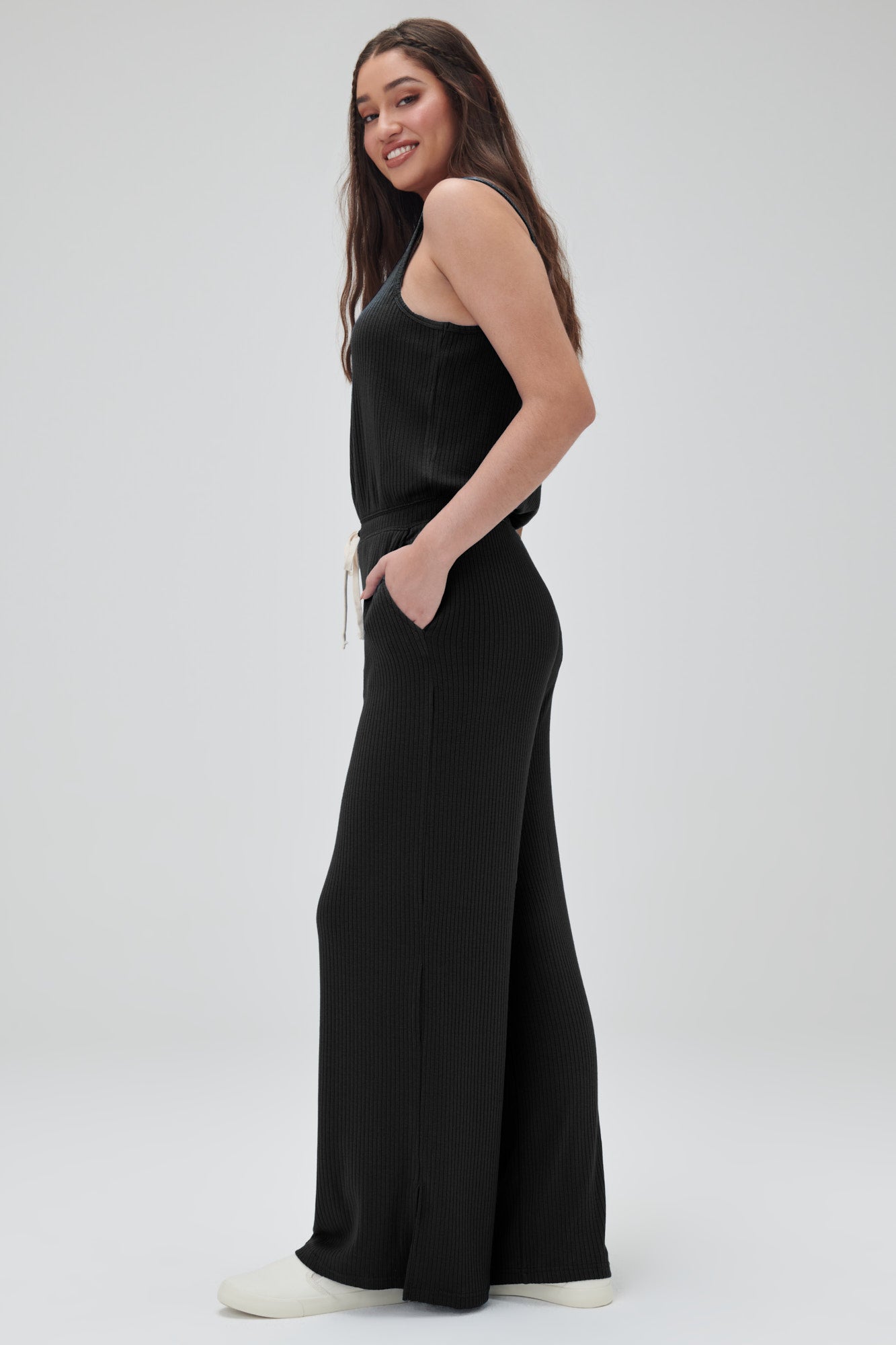 SPIRITUAL GANGSTER JUMPSUIT BALLET RIB WIDE LEG PERFECT