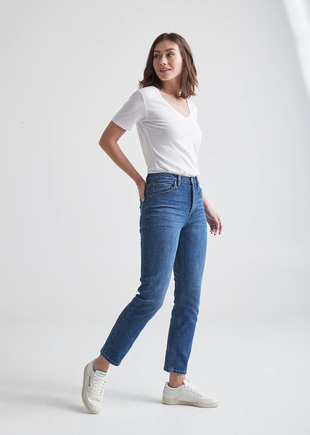 DU/ER DENIM MIDWEIGHT HIGH RISE STRAIGHT