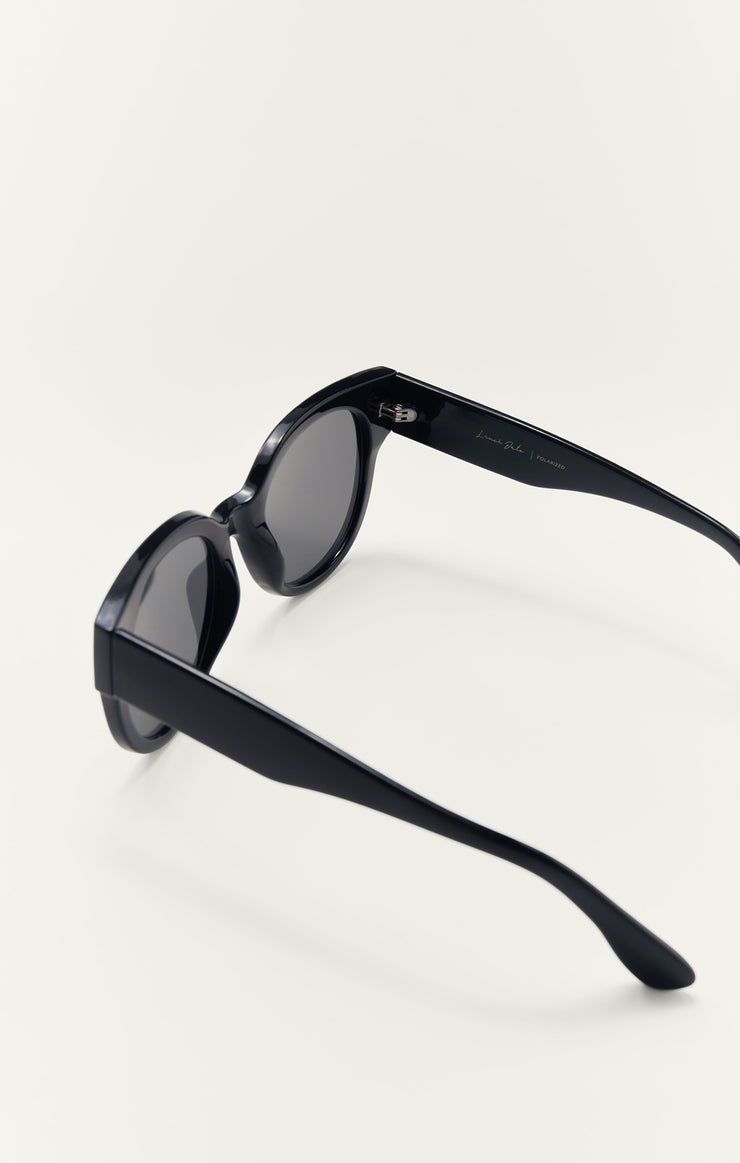 Z SUPPLY SUNGLASS LUNCH DATE POLISHED BLACK | GREY POLARIZED