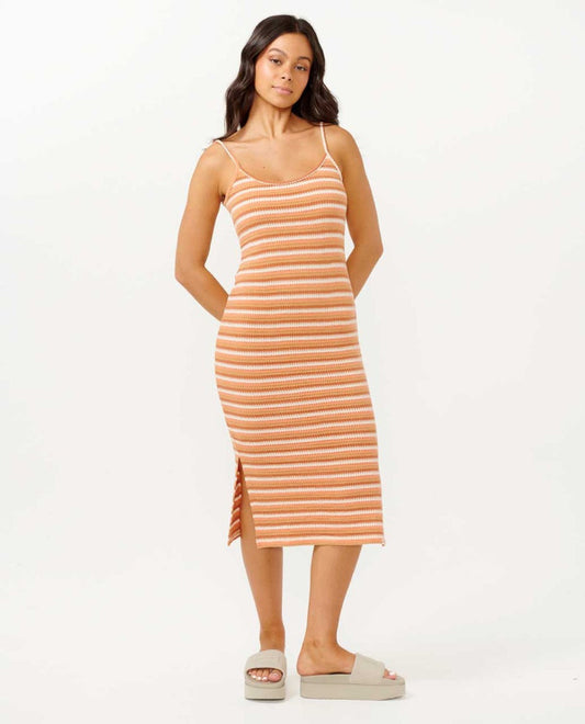 RIP CURL DRESS BOBBI STRIPE MIDI