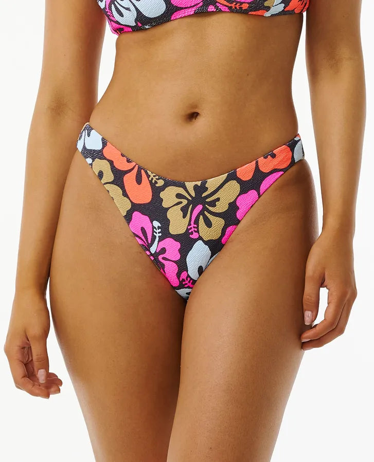 RIP CURL BIKINI BOTTOM HIBISCUS HEAT HI CUT CHEEKY