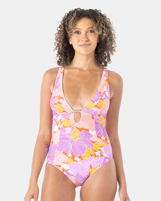 ROXY ONE PIECE BELL BOTTOM BLOOMS PLUNGE