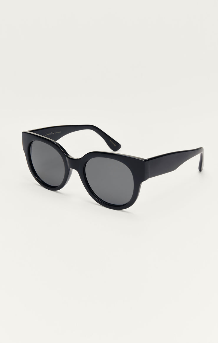 Z SUPPLY SUNGLASS LUNCH DATE POLISHED BLACK | GREY POLARIZED