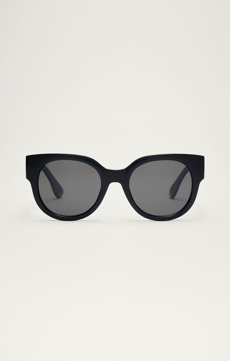 Z SUPPLY SUNGLASS LUNCH DATE POLISHED BLACK | GREY POLARIZED